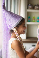 Princezina kapa sa pletenicom - lila