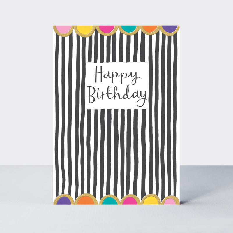 Čestitka - Happy Birthday Black & White Stripes