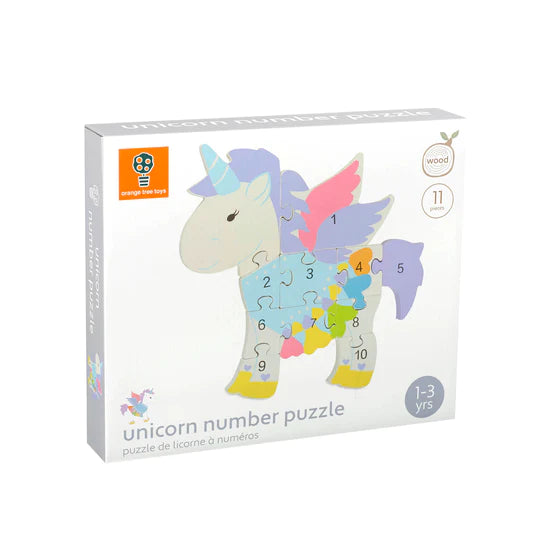 Drvene puzzle - jednorog sa brojevima