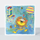 Čestitka - Age 1 Lion with balloon