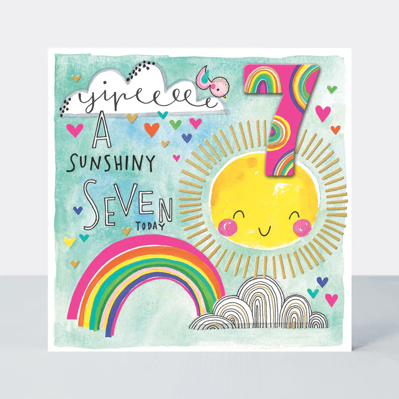 Čestitka - Happy Birthday - A sunshiny 7 Today Rainbows