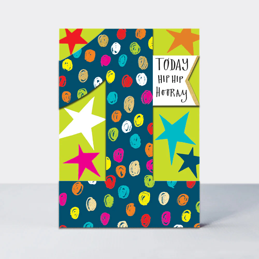 Čestitka -  Age 1 Boy - Hip Hip Hooray/Stars