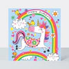 Čestitka puzzla - Happy Birthday Unicorn & Rainbows