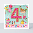 Čestitka - Age 4 Girl/Fairy birthday card