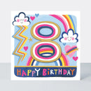 Čestitka - Age 8 Girl/Rainbows & Clouds birthday card