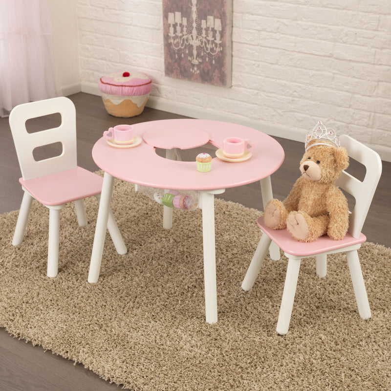 Komplet okrugli sto i dve stolice - roze