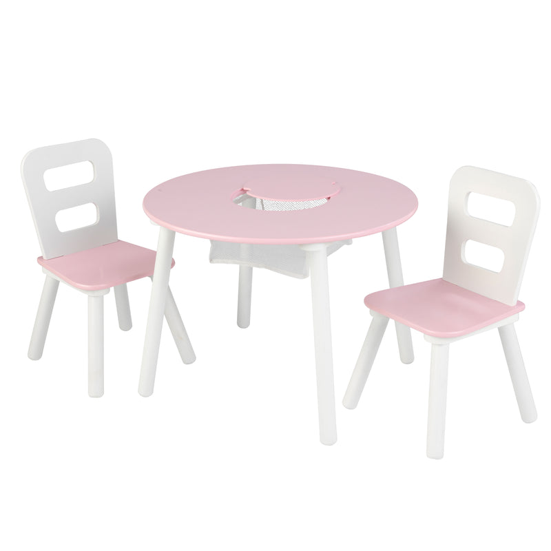 Komplet okrugli sto i dve stolice - roze