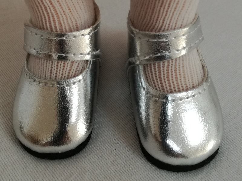 Srebrne cipele za lutke od 32cm