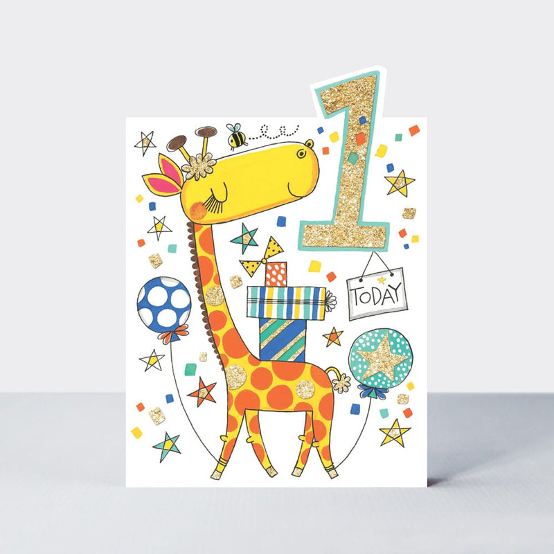 Čestitka - Age 1 boy/Giraffe