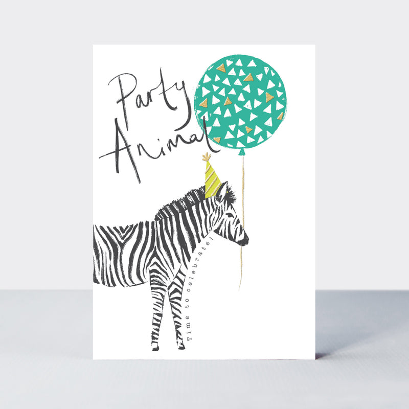 Čestitka - Birthday/zebra in party hat
