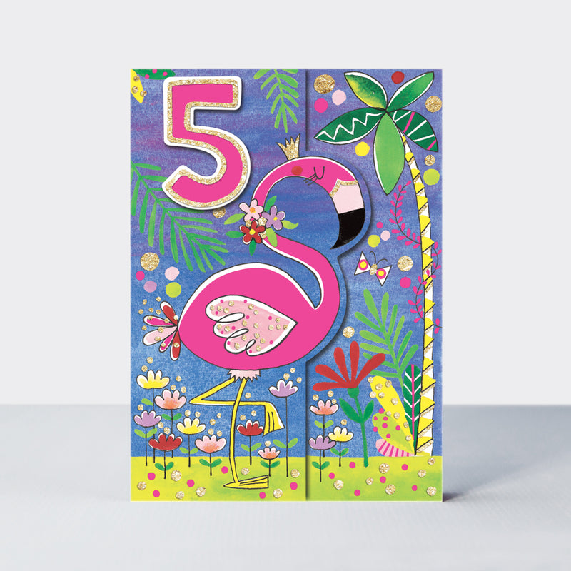 Čestitka - Age 5 Flamingo